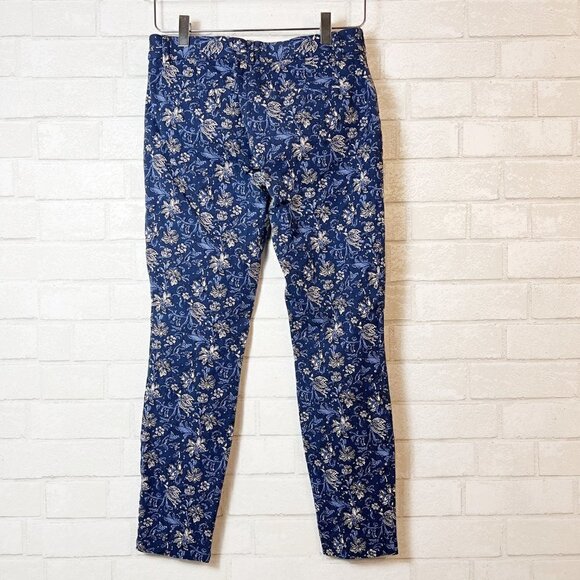 GAP Signature Skinny Ankle Pants Bi Stretch Mid Rise Blue Floral Print Size 2 - Picture 2 of 9